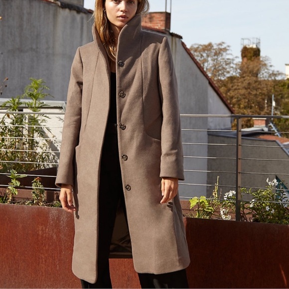 Aritzia Wilfred Cocoon Coat Virgin Wool Cashmere Taupe Tan Size XS - Picture 1 of 11